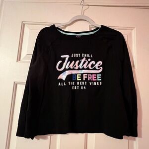 Girls Justice Black Long Sleeve Tee with Colorful Print